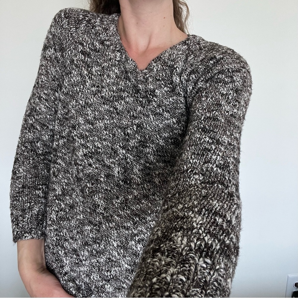 Eileen Fisher Black and White Crew Neck Sweater